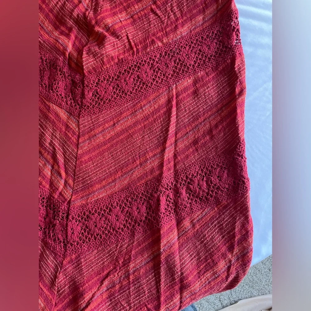 Prana Red Maxi Ginny skirt chevron stripe crochet 100% Cotton Size 6